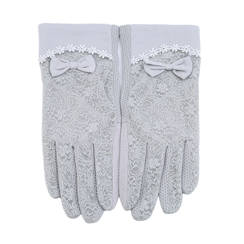 Летние женские короткие солнцезащитные УФ противоскользящие кружевные перчатки