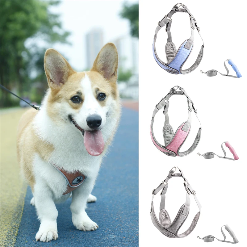 

Fashion Pet Vest Harness Reflective Puppy Dog Harnesses and Leash Sets for Small Dogs Corgi Schnauzer Leads mascotas Supplies