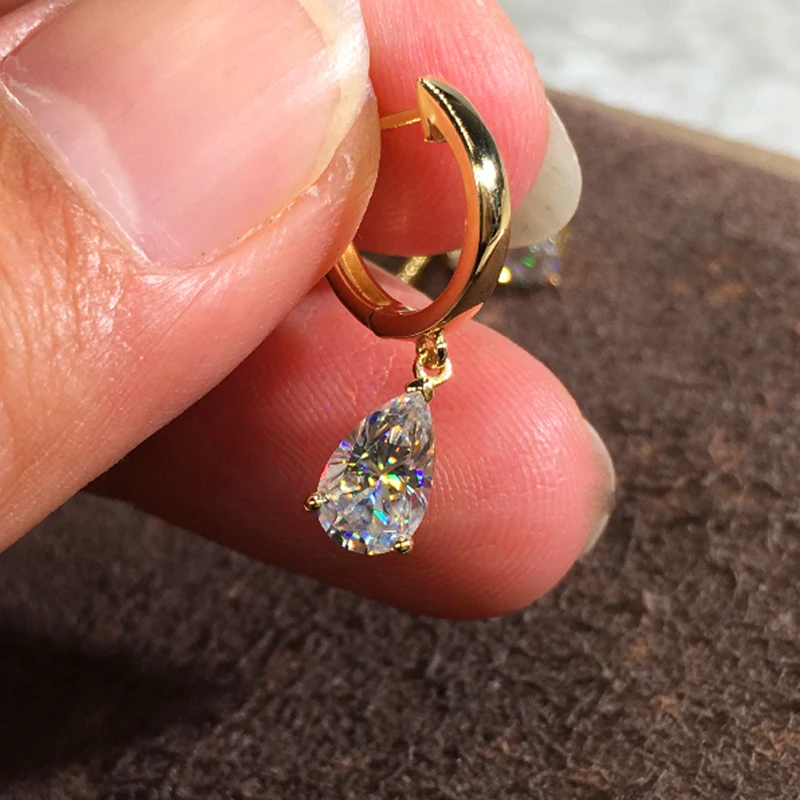 

1 Pair 14K Gold Drop Earrings for Women Water Drop Shape Zircon Dangle Hoop Earrings Wedding Engagement Party Jewelry Gift Charm