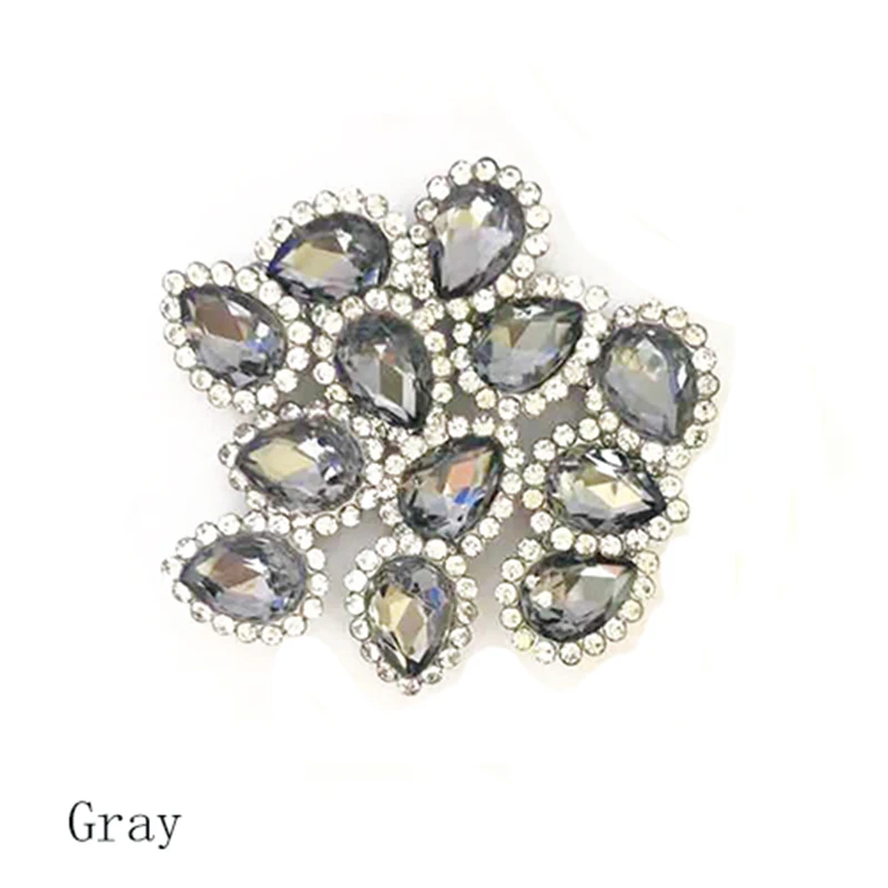 Gray 50 шт 11x14 мм каплевидные цветные пришивные стразы с кружевным когтями стеклянные цвета северного сияния пришить коготь стразы для свадебного платья - Цвет: Gray