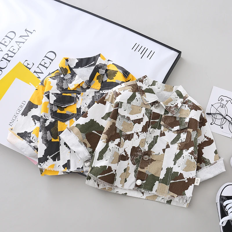 

20202 new coat boys' camouflage top children's windbreaker baby jacket boys shirt cute long sleeves children Turn-down Collar