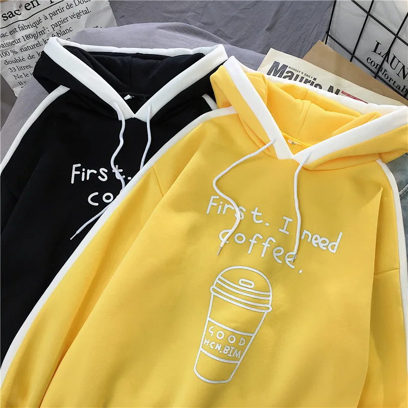 

2021 Spring Women Clothing Harajuku Women's Sweatshirt Loose Hoodie Plus Velvet Fashion Chic Fun Letter Pattern Jacket Hoodie