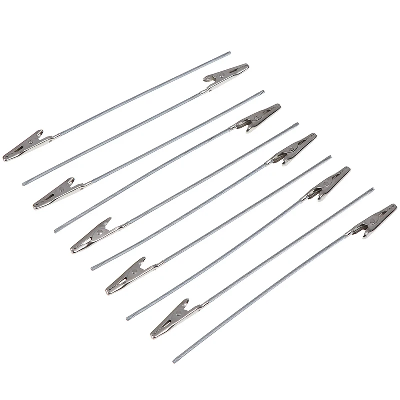 

10pcs 120mm Metal Length Non-insulated Electric Test Crocodile Clamp Alligator Clips Silver Tone For Electric Testing Work