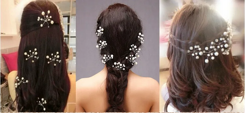 1Pcs Bridesmaid Wedding U-shape Hairpins Princess Match Hair Comb Clip Wedding Bridal Flower Faux Pearl Crystal Hair Pins Clips