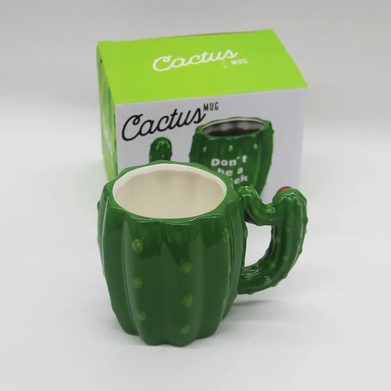 Симпатичная керамическая чашка С КАКТУСОМ домашняя креативная для пары завтрака