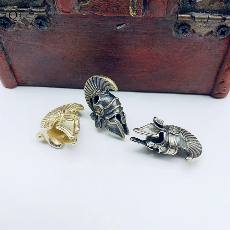 Латунный Спартанский шлем Паракорд веревка бусины кулон Открытый EDC инструмент