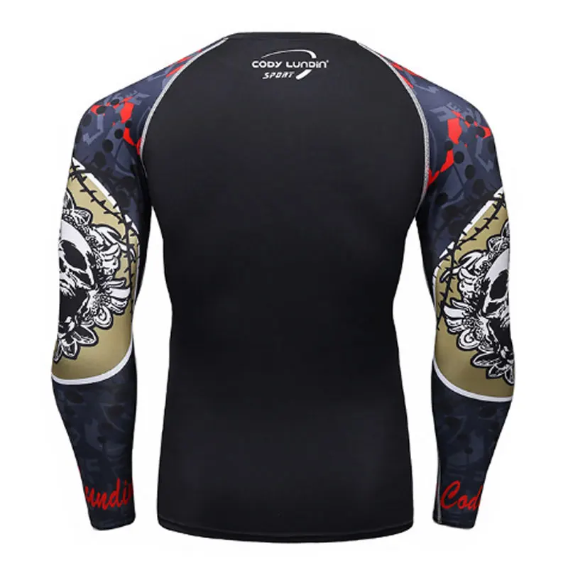 Uscle компрессионная Облегающая рубашка с длинным рукавом и 3D принтом Рашгард для