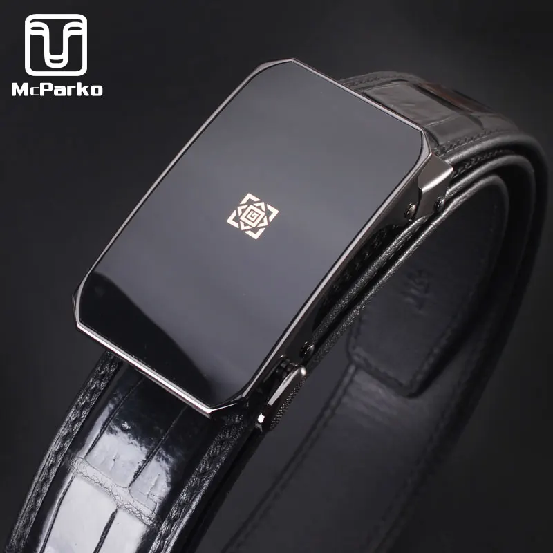 

McParko Crocodile Belt For Men Genuine Leather Mens Belts Luxury Brand Design Accessories Waist Belt Straps Automatic Buckle New