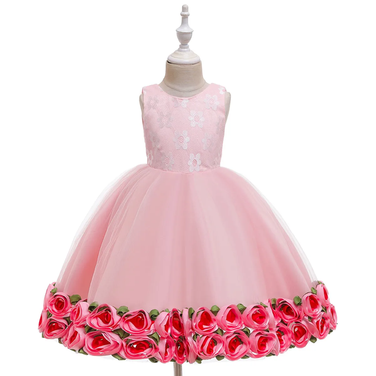 

Girls Christmas Dress Party Fairy Dress Up Kids Lace Embroidered Flower Dresses Children Princess Cosplay Costume Prom Ball Gown