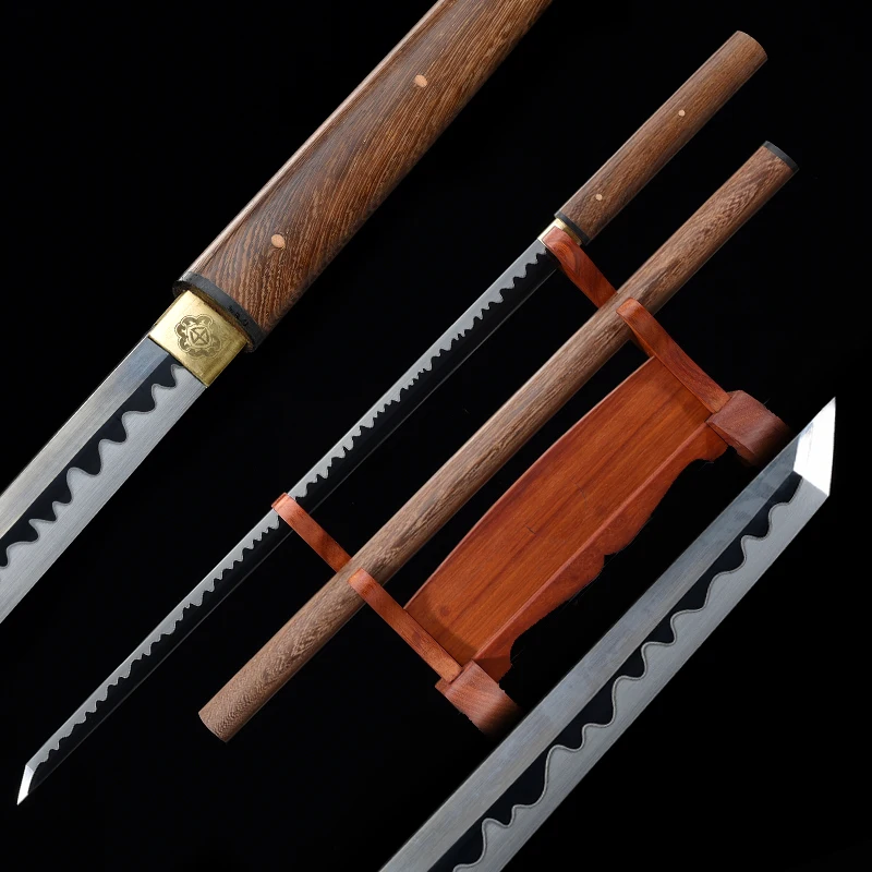 

Japanese Katanas Shirasaya T10 Steel Clay Tempered Blade Razor Sharp Ready For Battle Real Ninja Swords-Rose Wood Sheath