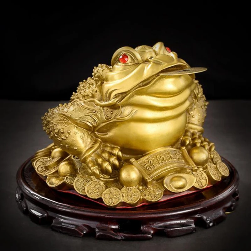 

Feng Shui Three Legged Money for Fortune Brass Toad Figurin Chinese Coin Metal Craft Home Decor Gift Decoration