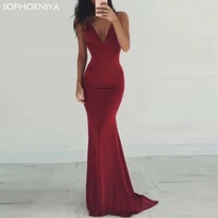 new arrival sexy deep v neck prom dress burgundy backless special occasion dress formal party gown robes de soir%c3%a9e vestidos