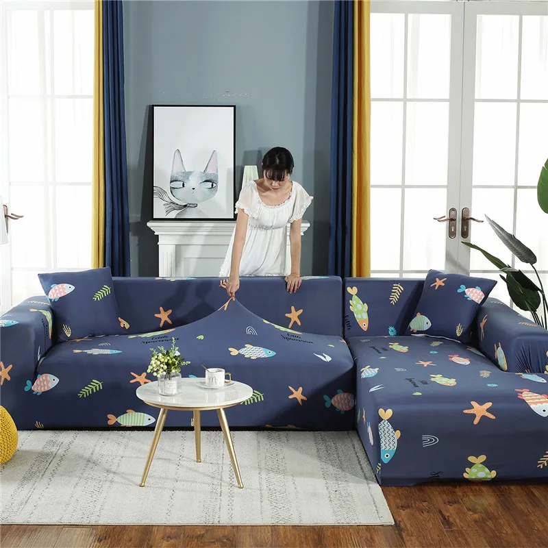 Геометрический/цветочный принт чехлы для диванов стрейч гостиной эластичные