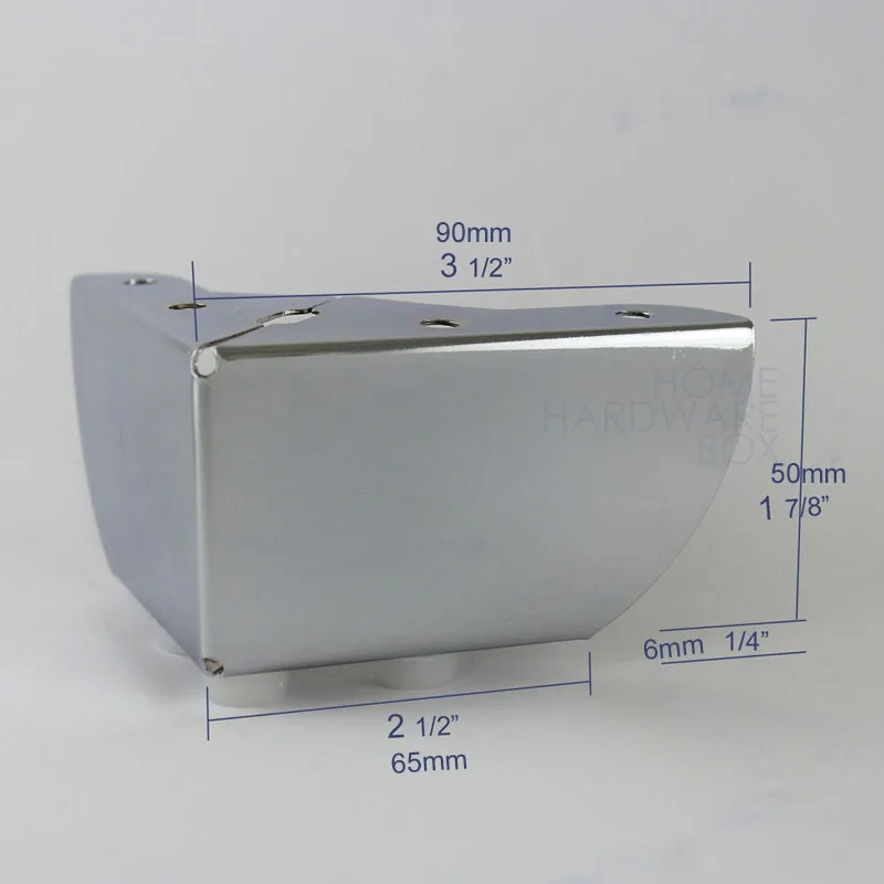 Металлические ножки для мебели 3 1/2 дюйма 9 см квадратные хромированные Угловые из