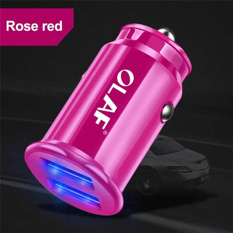 Rose Red Автомобильное зарядное устройство Dual USB быстрое зарядное устройство для Samsung S8 S9 S10 iPhone XS Max Xiaomi huawei Mini Мобильный автомобильный телефон зарядное устройство адаптер в автомобиле - Тип штекера: Rose Red