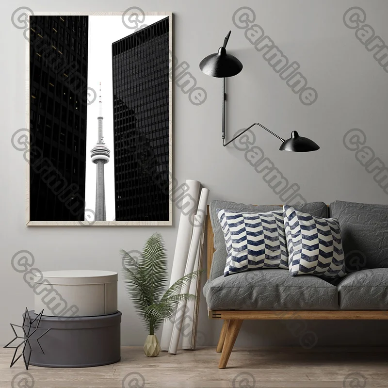 

Poster Tower Black and Grey Landscape Canvas Painting and Prints Wall Art Pictures Decoration for Living Room 3Pcs Frameless