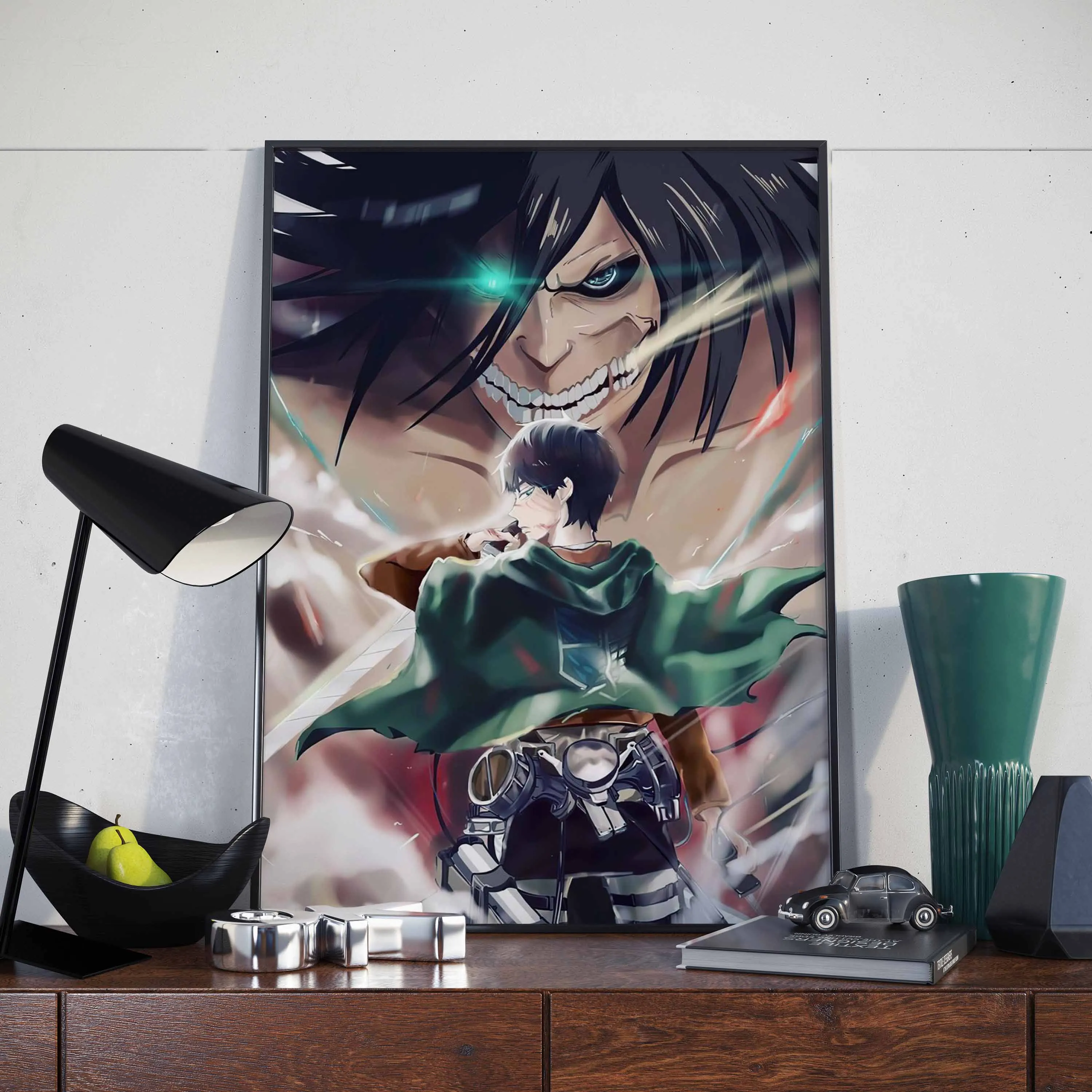 Атака Титанов Постер Эрен Ягер Холст