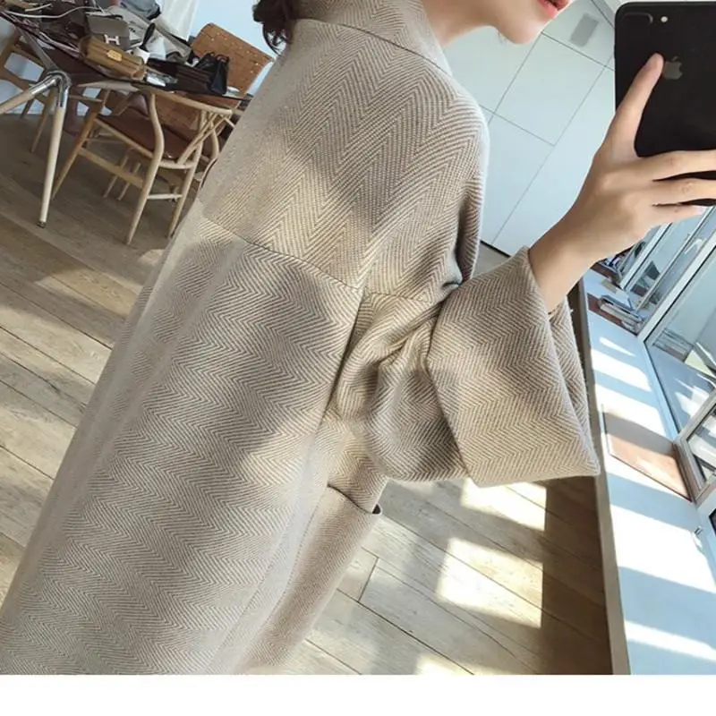 

2020 Loose knit Cardigan Woolen Sweater Oversized Extra Soft High-end Cardigan Knitting Long Coat for Women Winter Elegant Coats