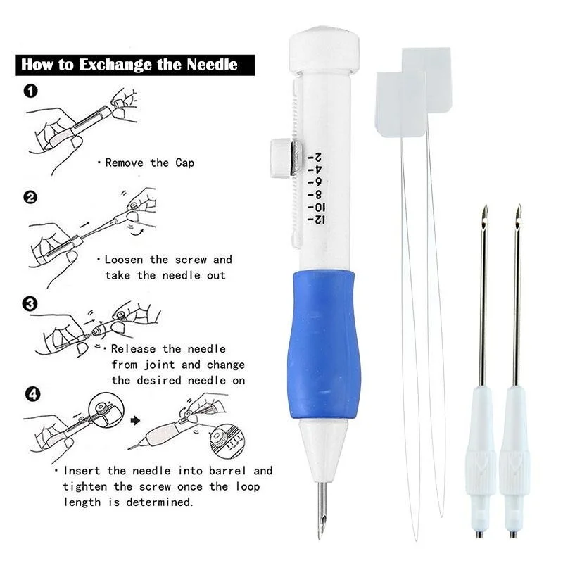 TTLIFE Embroidery Pen Set Magic Patterns Punch Needle Kit Craft Tool Including 100 Color Threads DIY Threaders Sewing Knitting | Дом и сад