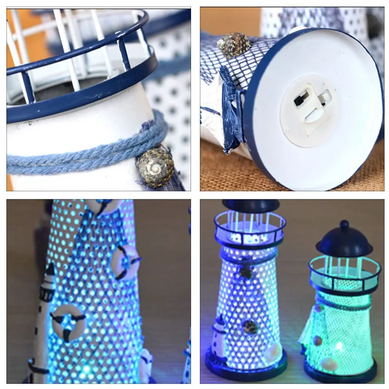 Средиземноморский Стиль светодиодный маяк гладить фигурка ностальгические