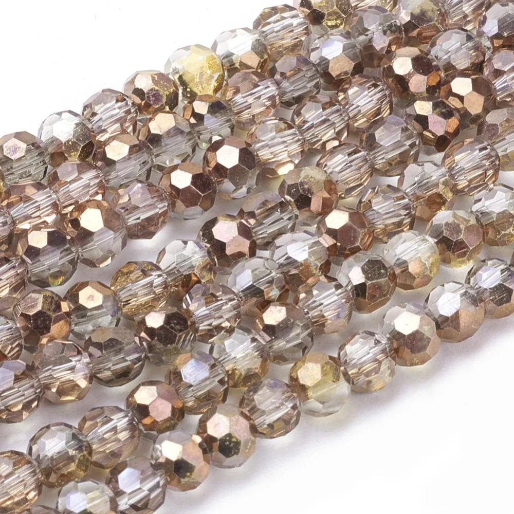 

1 Strand Clear AB Electroplate Faceted Glass Round Beads 4mm for jewelry DIY making,hole: 1mm; about 100pcs/strand, 13.7"