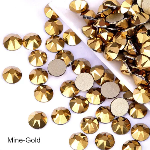 mine-gold 1440 шт Новые популярные цвета 8 больших+ 8 маленьких 16 граней горный хрусталь Кристалл Flatback не горячей фиксации украшение для ногтей горный хрусталь B3638 - Цвет: mine-gold