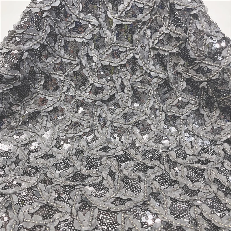 

Nigerian Lace Fabric 2021 High Quality Lace sequins Latest African Embroidery Tulle Lace Fabric French Lace For Wedding 5yard