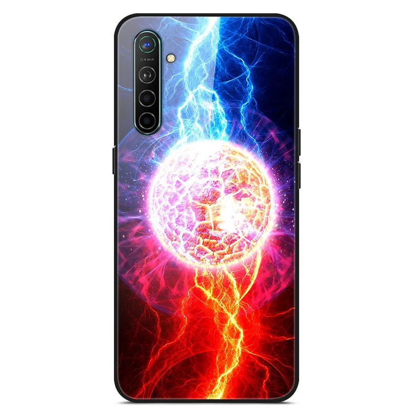 Чехол для Oppo Realme X2, чехол из закаленного твердого стекла для Oppo Realme XT X2 Pro, чехол, мягкий силиконовый бампер с принтом - Цвет: Розовый