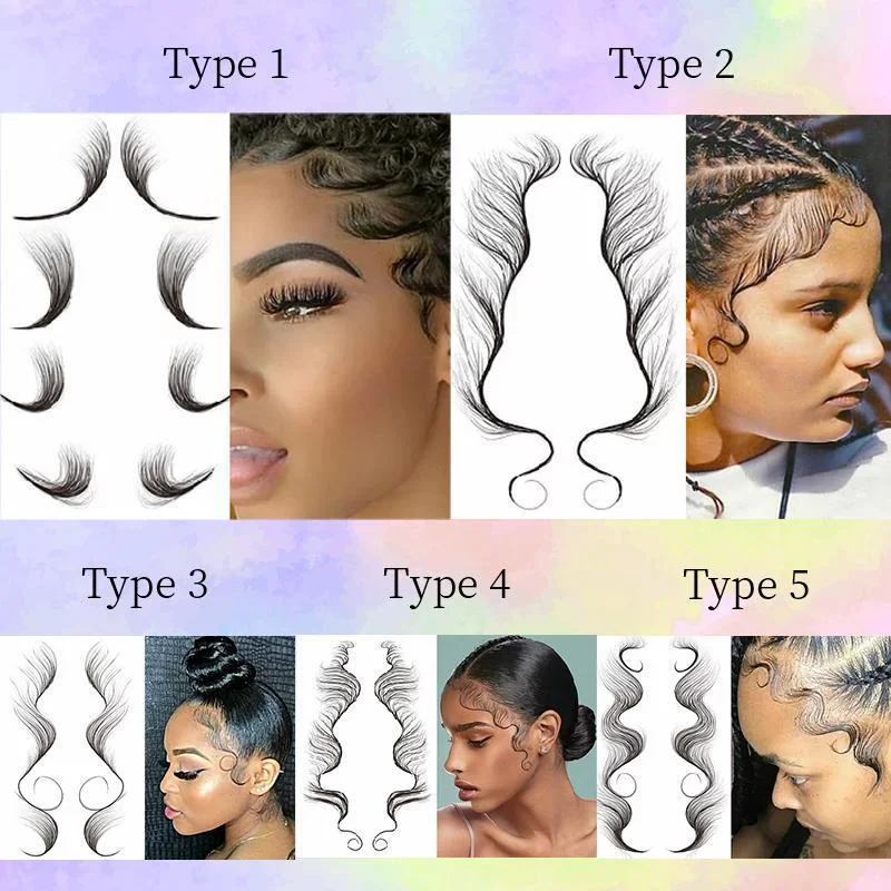 

5 New Styles Baby Hair Tattoo Stickers Waterproof Long-lasting Naturally For Your Hairline Various Styles Hair Tattoo Sticker