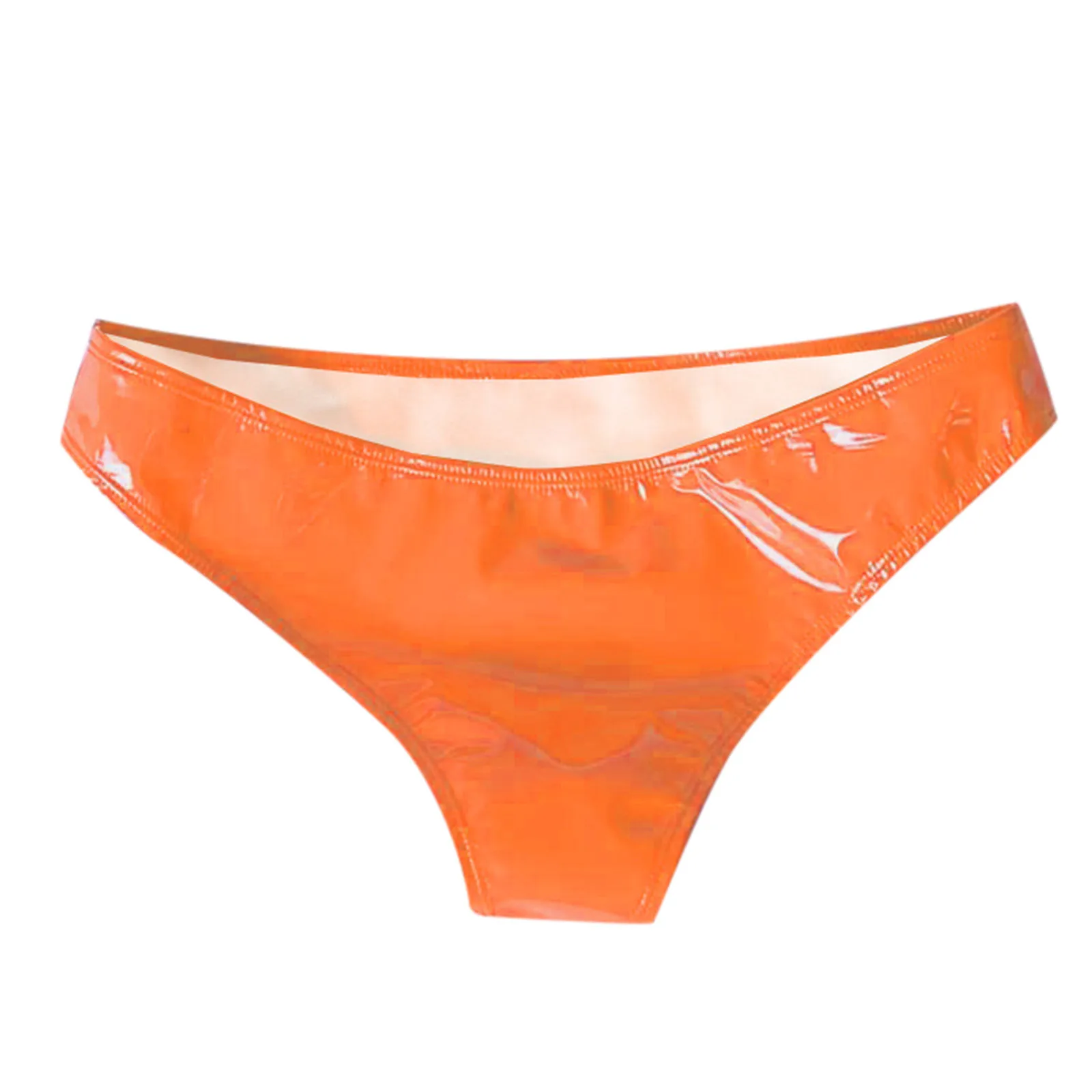 Женские глянцевые трусики с низкой талией из лакированной кожи латексные