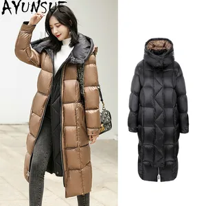 AYUNSUE женский зимний пуховик, Двустороннее пальто, женская парка с капюшоном, Женская длинная теплая одежда, мода 2020