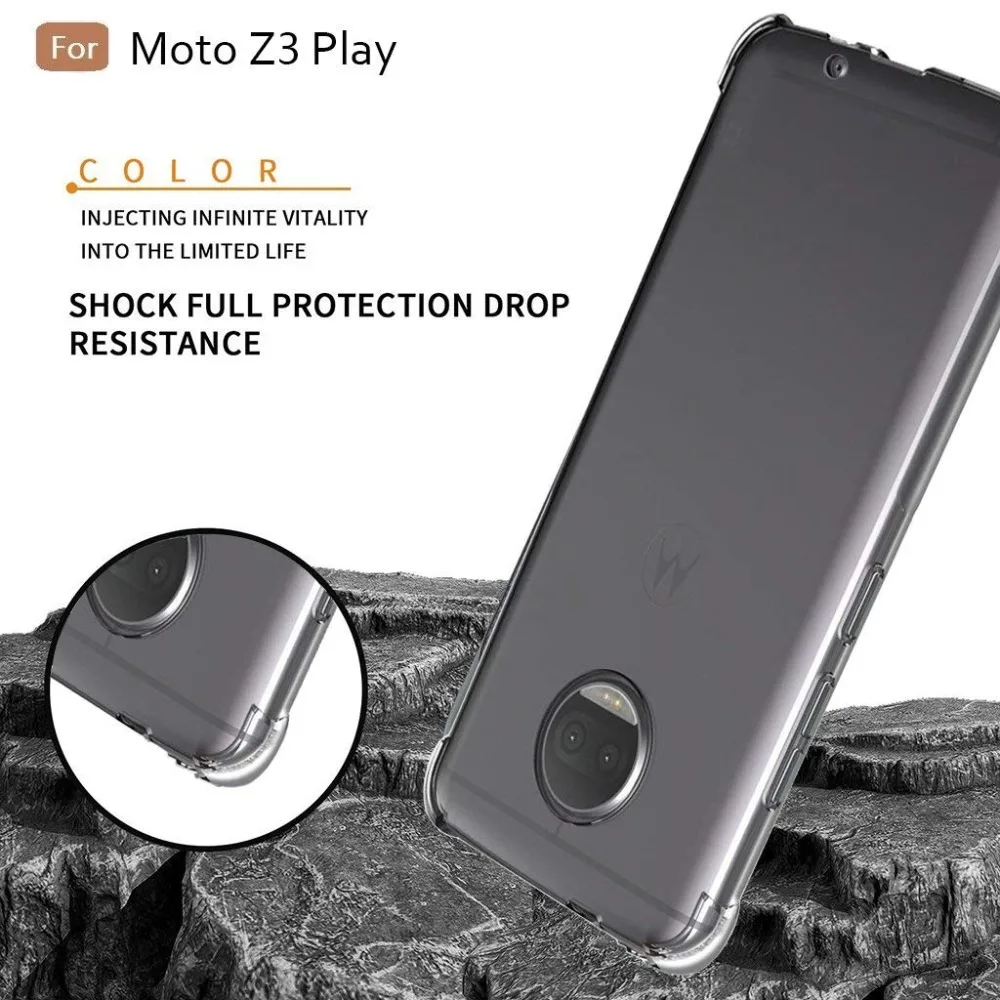 For Moto Z2 Z3 Z4 Play Case Shockproof Armor Clear Soft TPU Back Cover for Motorola G10 G30 G51 G41 G31 G6 Plus G8 G9 E7i Power