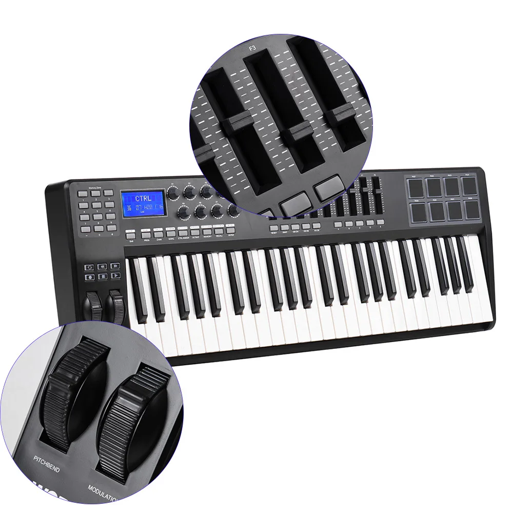 На выбор PANDA49 Портативный 49 ключ USB MIDI контроллер клавиатуры 8 зеленого и синего