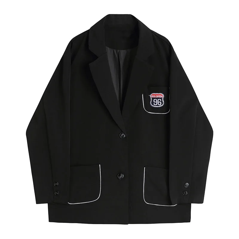 Women's Blazer Coats Loose Streetwear Badge JK Uniform Ladies British Style Casual Jacket Coat Female 2021 Autumn Clothing |