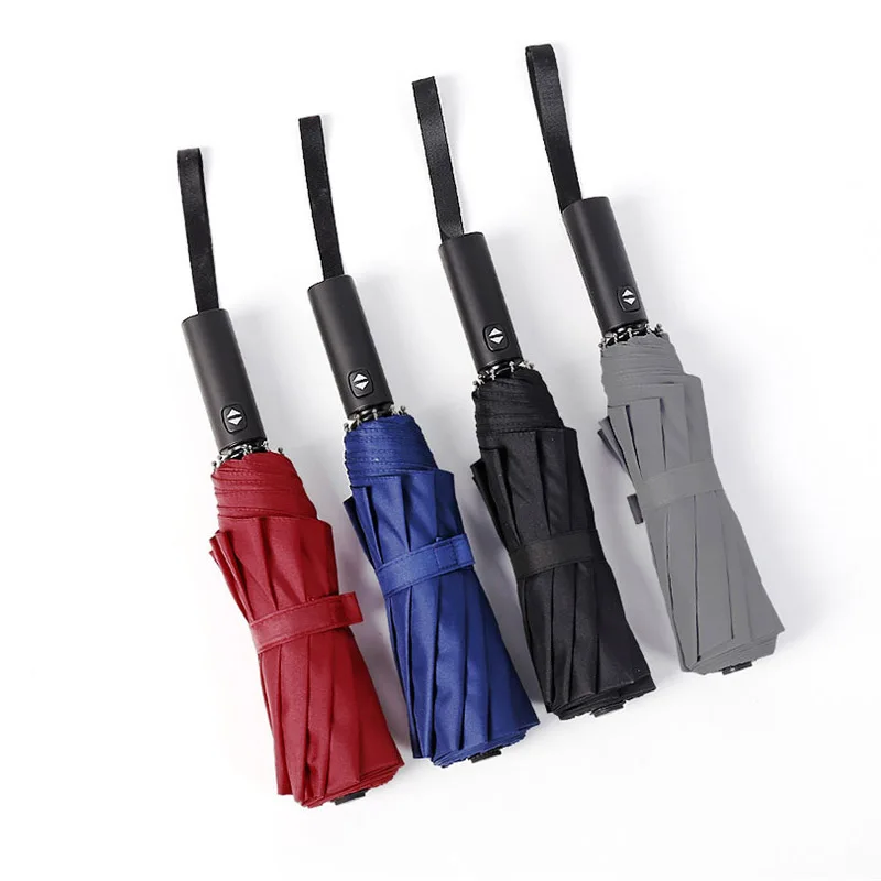 Складной автоматический зонт прочный Ветрозащитный большой бизнес зонтик с 12