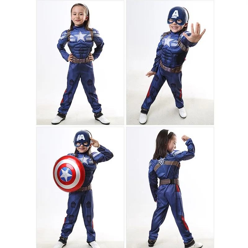 Детский костюм с мышцами косплей Мстители Капитан комбинезон капитаном Америка