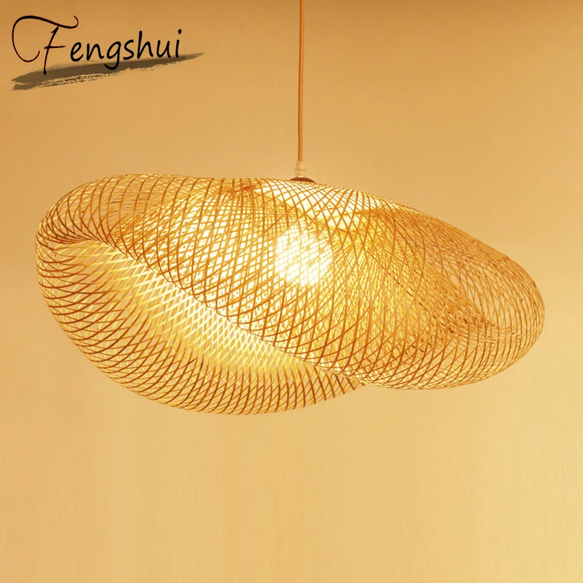 Скандинавский светодиодный деревянная свисающая лампа бамбуковые Кухонные