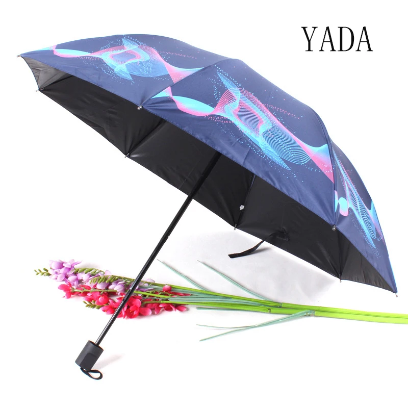 

YADA 2020 INS NEW Fashion Flower Umbrella Parasol Rainy Three Folding Umbrellas For Women Men UV Windproof Umbrellas YD200028