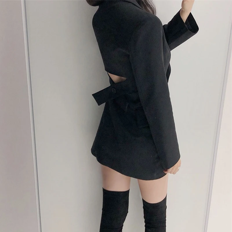 Модный двубортный женский пиджак пальто тонкий зазубренный воротник Женская