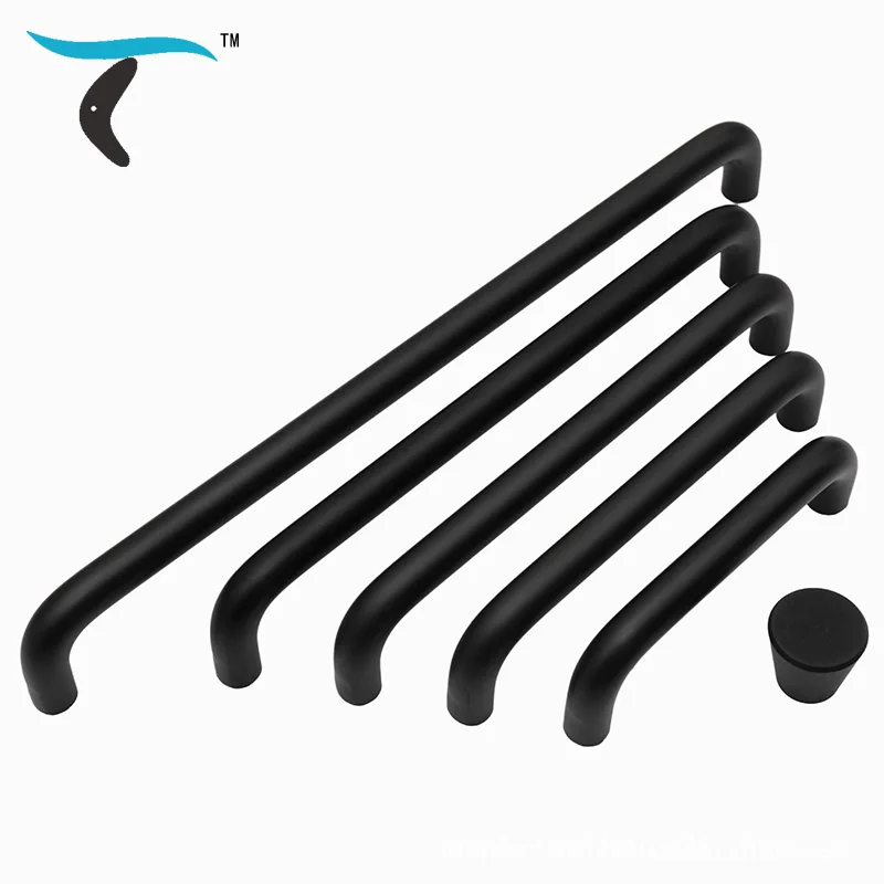 

Aluminum alloy black / gold cabinet door handle round tube U-shaped multiple specifications modern simple handle