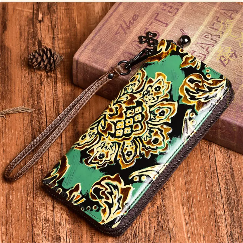 Винтажный Модный женский кошелек Nesitu из натуральной кожи с красивым цветочным