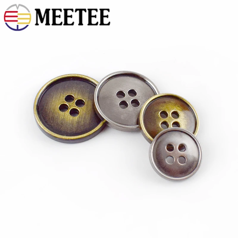 10/20 шт Meetee металлические кнопки 15/17/20/23 мм Ретро Бронзовая Серебряная Кнопка 4
