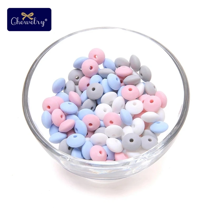 40PC Pink-Blue Set Перламутровый силиконовый Прорезыватель 10 мм 20 шт Силиконовые Бусины DIY Бусины Пищевой класс силиконовые счеты бусины зубные кольца для детей ожерелье Успокаивающая игрушка - Цвет: 40PC Pink-Blue Set