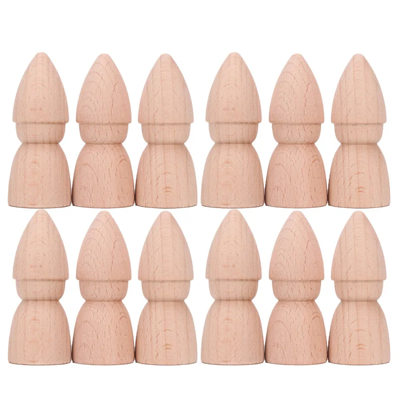 

12pcs DIY Crafts Painting Wood Beech Wooden Rainbow Blocks Wooden Peg Dolls Honeycomb Mushrooms Trees for Kids and Home Ac