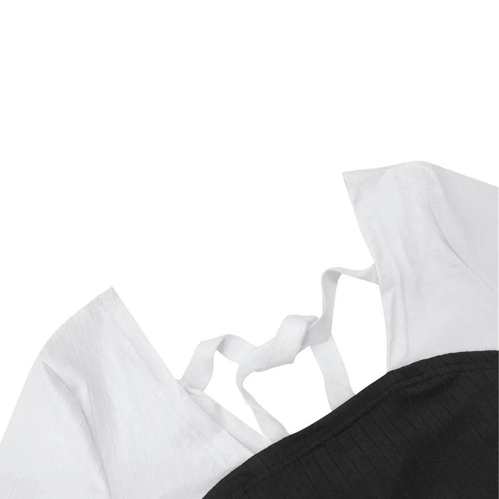 

Black White Patchwork Ruffles Bodycon 2021 Spring Mini Dress Sexy Back Bow Tie Elegant Package Hip Slim Short Dress Vestidos New