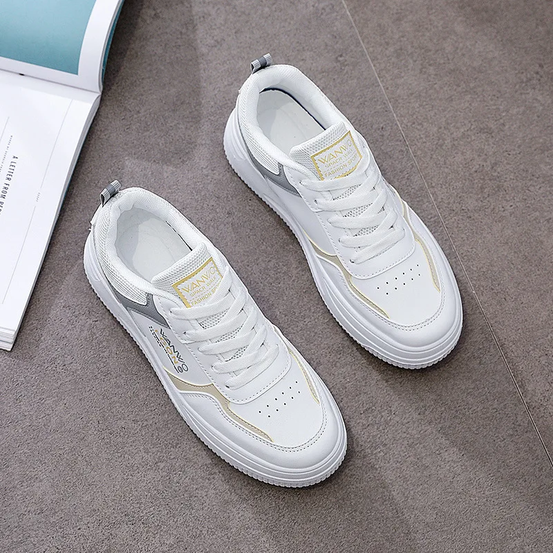 

Thick-soled white shoes women's 2022 spring and autumn new all-match flat-bottomed casual striped sports shoes