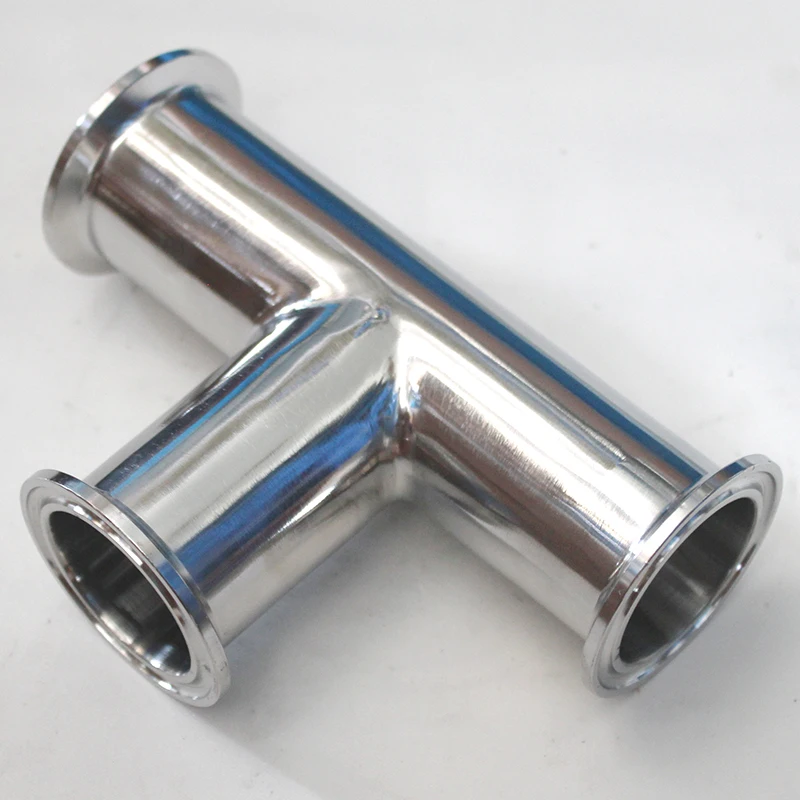 

free shipping OD 51MM 2" 3 Way Tee Stainless Steel SS304 Sanitary Tri Clamp Type 3 Way Weld Ferrule OD 64MM Pipe Fittings