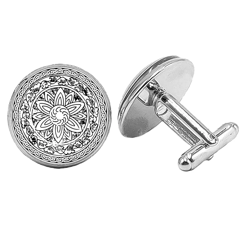 

2020 new rules geometric cufflinks gothic sacred men glass convex round men cufflinks wholesale men gift jewelry