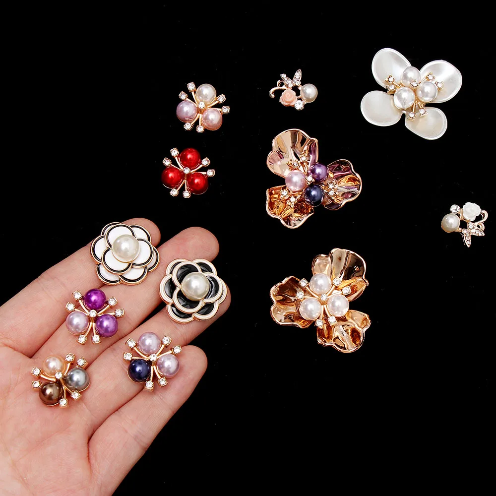 Фото 10PCS Flower Rhinestone Buttons Flatback Plating Pearl Hairpin Decoration DIY Craft Apparel Sewing Accessories For Clothes Bag Дом и сад 10PCS Flower Rhinestone Buttons Flatback Plating Pearl Hairpin Decoration DIY Craft Apparel Sewing Accessories For Clothes Bag Дом и сад