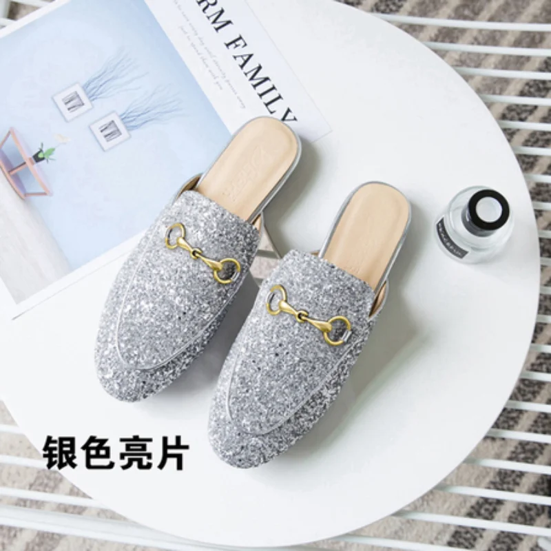 

Muller shoes women's 2021 spring and summer new slippers women's lazy shoes flat-bottomed Baotou half slippers sandals and slipp